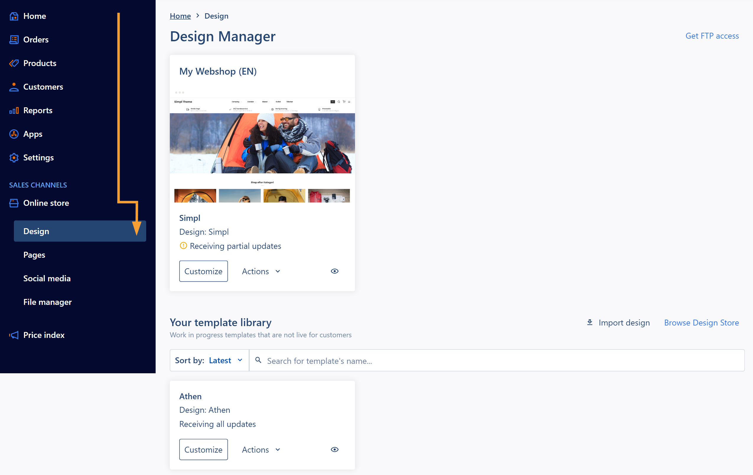 Screenshot of designmanager