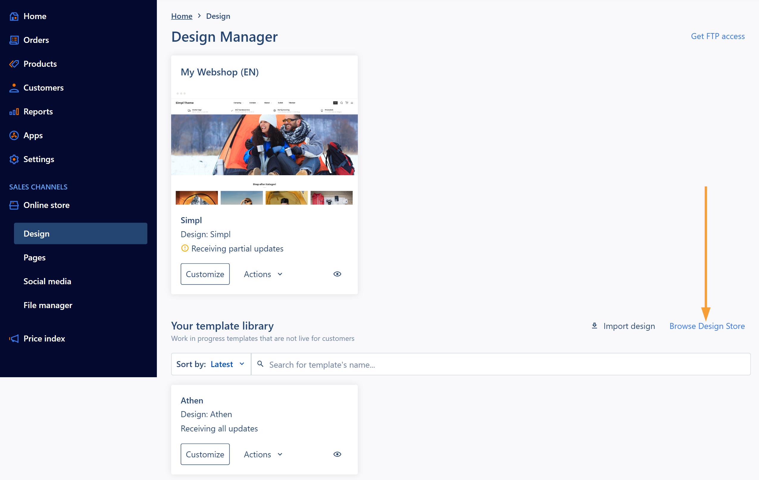 Screenshot of designmanager