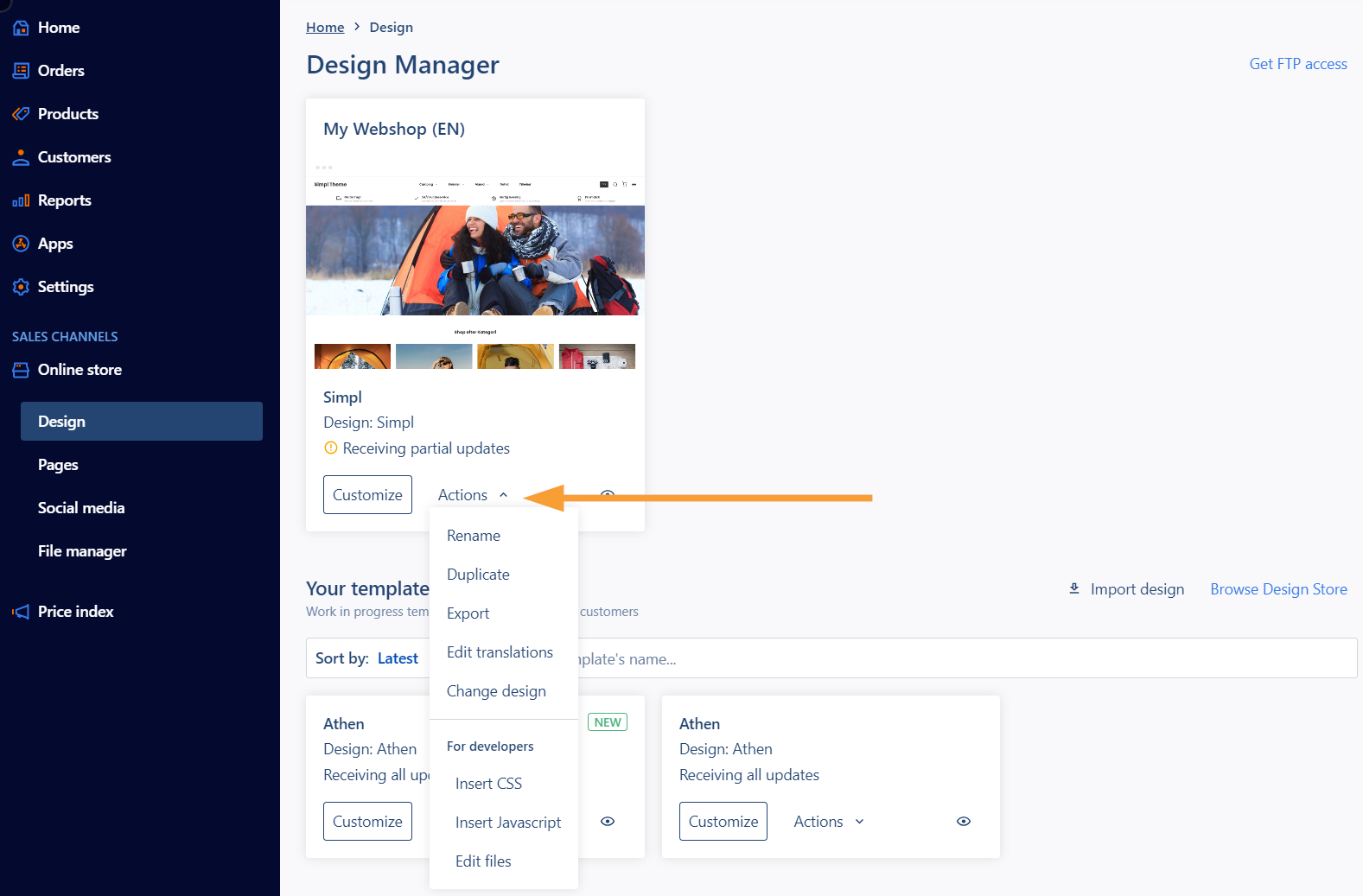 Screenshot of designmanager